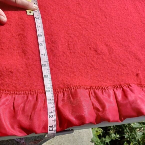 Vintage Pearce Red Double Silky Binding Edge Wool Blanket Cottagecore Country - Picture 7 of 13